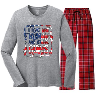 I Love One Woman And Several Guns Women's Long Sleeve Flannel Pajama Set 