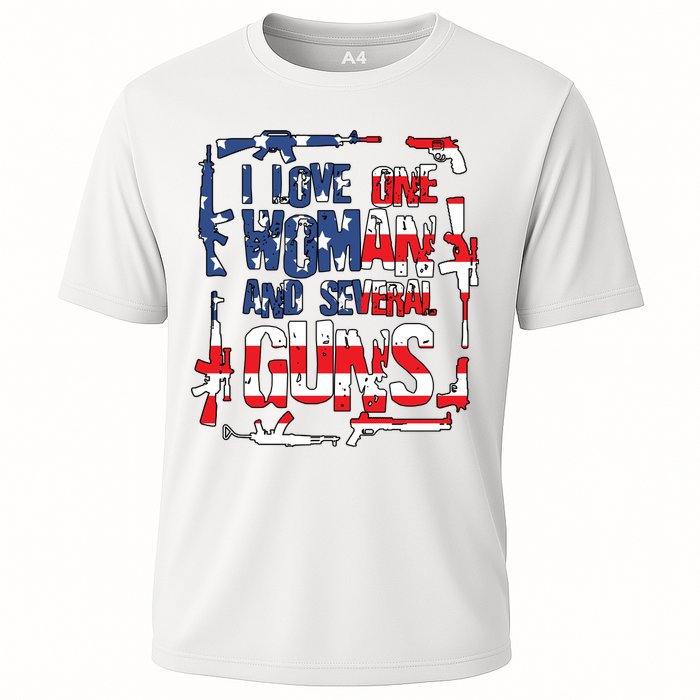 I Love One Woman And Several Guns Cooling Performance Crew T-Shirt