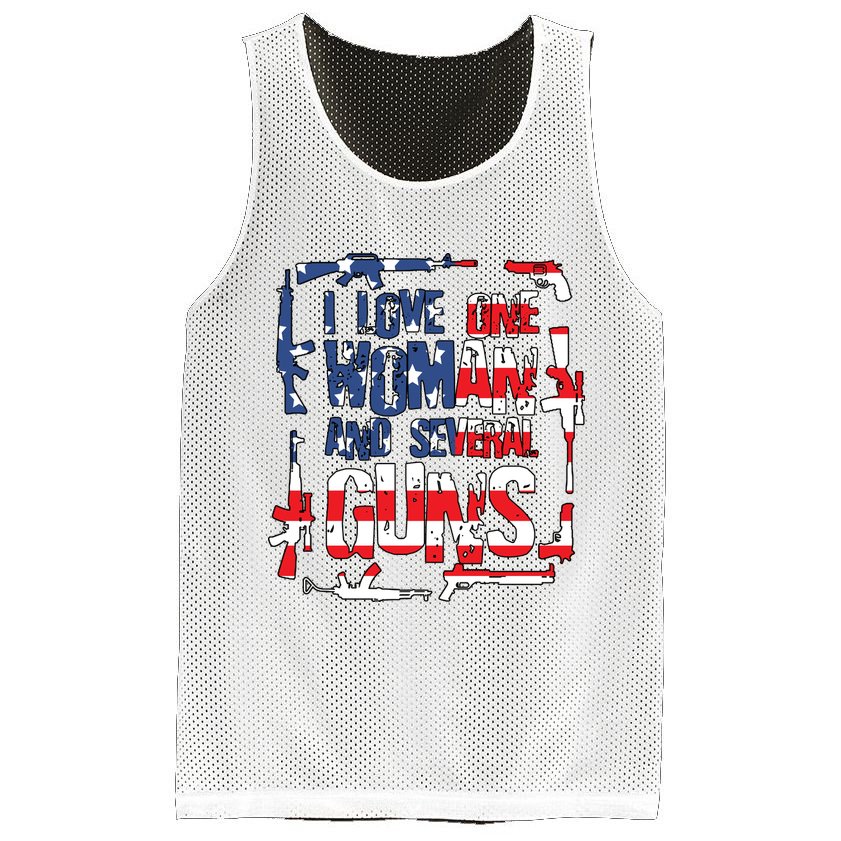 I Love One Woman And Several Guns Mesh Reversible Basketball Jersey Tank