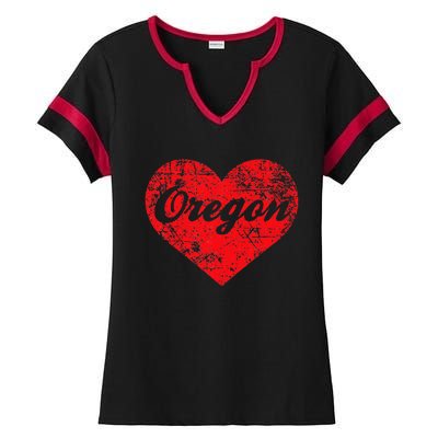 I Love Oregon Heart State Pride West Coast Ladies Halftime Notch Neck Tee