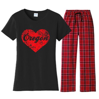 I Love Oregon Heart State Pride West Coast Women's Flannel Pajama Set