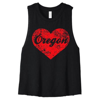 I Love Oregon Heart State Pride West Coast Women's Racerback Cropped Tank