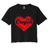 I Love Oregon Heart State Pride West Coast Women's Crop Top Tee