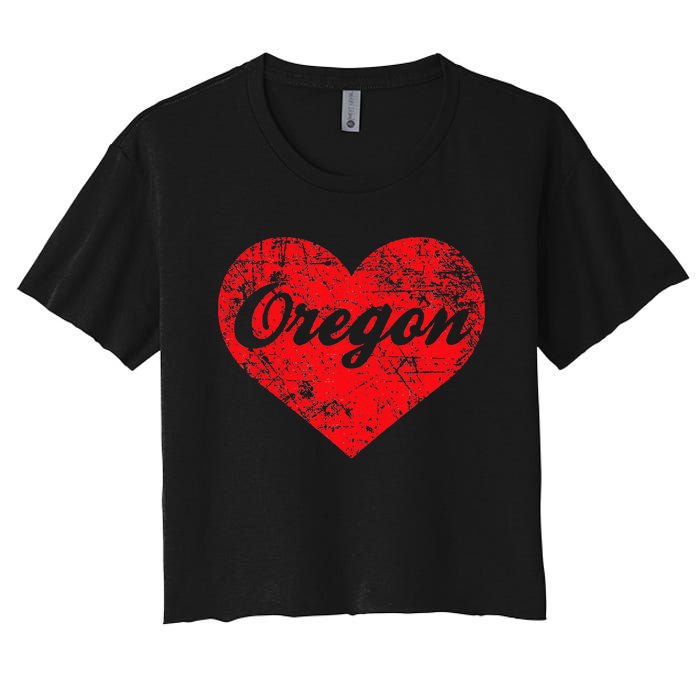 I Love Oregon Heart State Pride West Coast Women's Crop Top Tee