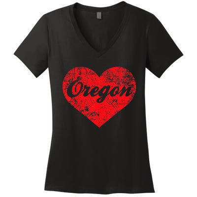 I Love Oregon Heart State Pride West Coast Women's V-Neck T-Shirt