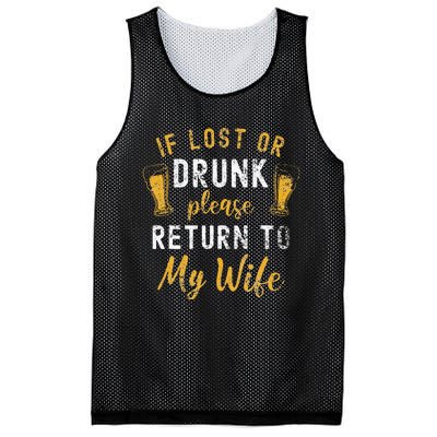 If Lost or Drunk Return To Wife Couples Funny Drinking Mesh Reversible Basketball Jersey Tank