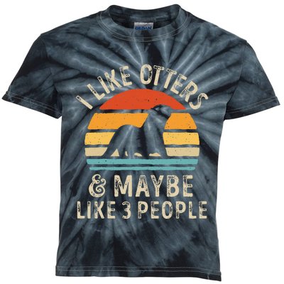 I Like Otters And Maybe 3 People Otter Lover Retro Vintage Kids Tie-Dye T-Shirt