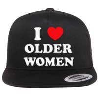 I Love Older Women Heart Hot Moms Flat Bill Trucker Hat