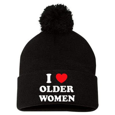 I Love Older Women Heart Hot Moms Pom Pom 12in Knit Beanie