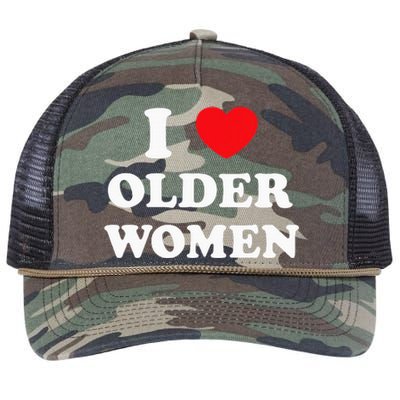 I Love Older Women Heart Hot Moms Retro Rope Trucker Hat Cap