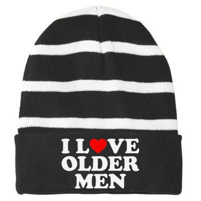 I Love Older Striped Beanie with Solid Band