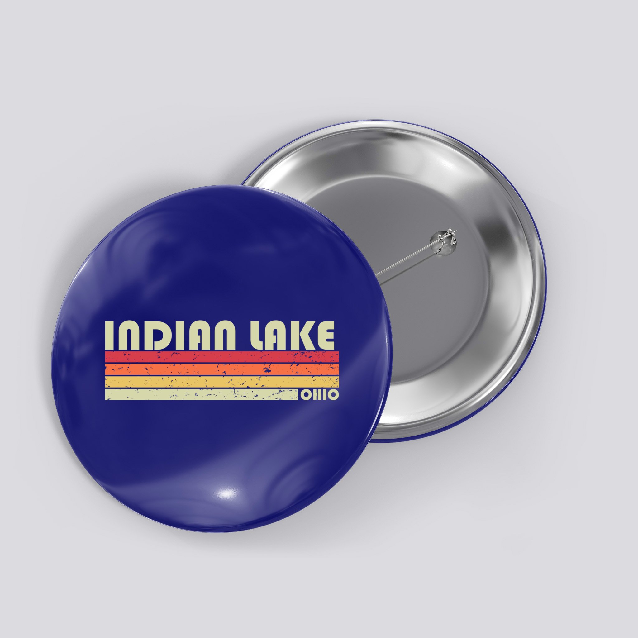 Indian Lake Ohio Funny Fishing Camping Summer Gift Button