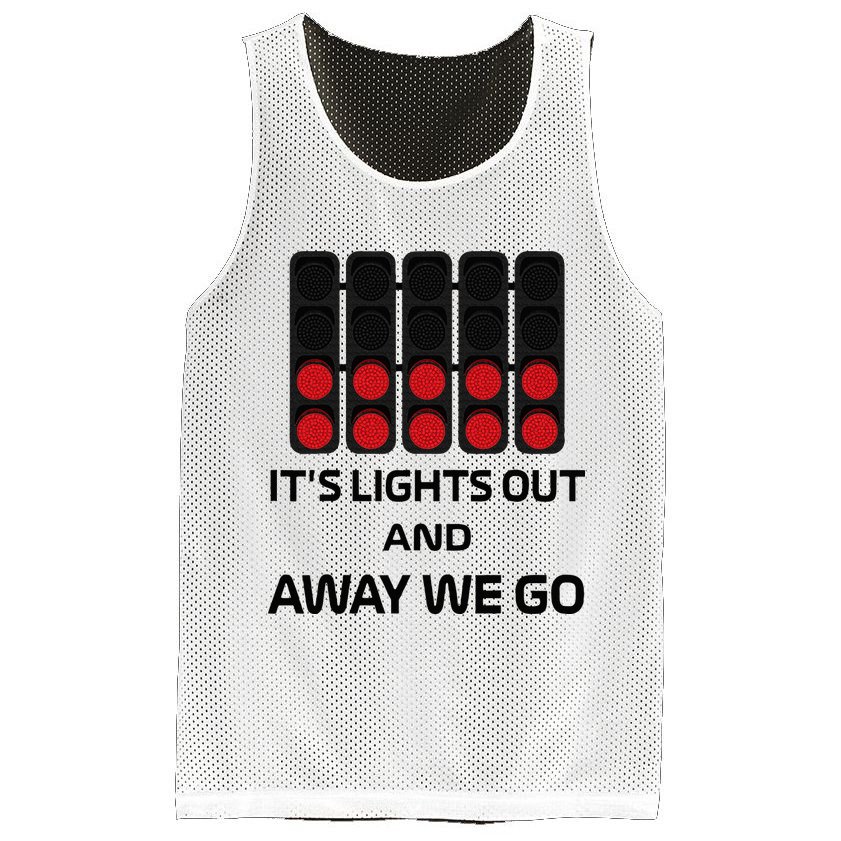 It's Lights Out And Away We Go Formula Racing Circuits Sport Mesh Reversible Basketball Jersey Tank