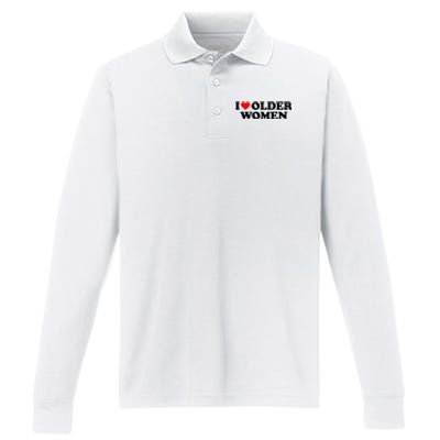 I Love Older Women Performance Long Sleeve Polo