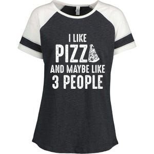 I Like Pizza And Maybe Like 3 People Introvert Gift Enza Ladies Jersey Colorblock Tee