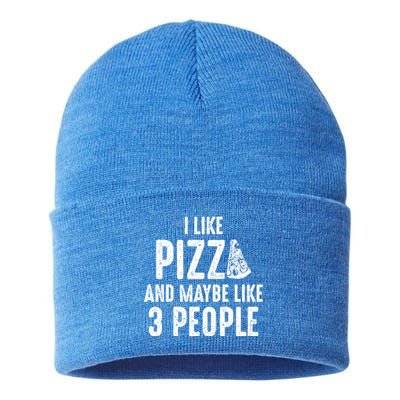 I Like Pizza And Maybe Like 3 People Introvert Gift Sustainable Knit Beanie