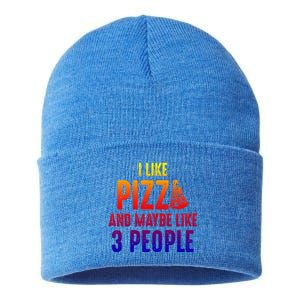 I Like Pizza And Maybe Like 3 People Introvert Cool Gift Sustainable Knit Beanie