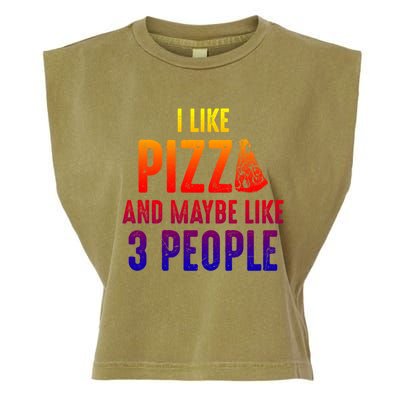 I Like Pizza And Maybe Like 3 People Introvert Cool Gift Garment-Dyed Women's Muscle Tee