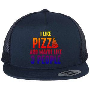 I Like Pizza And Maybe Like 3 People Introvert Cool Gift Flat Bill Trucker Hat