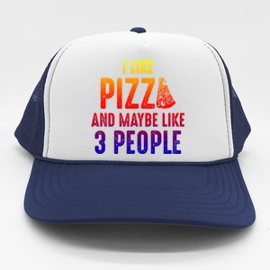 I Like Pizza And Maybe Like 3 People Introvert Cool Gift Trucker Hat