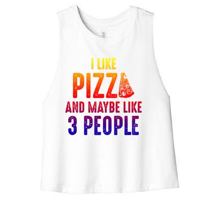 I Like Pizza And Maybe Like 3 People Introvert Cool Gift Women's Racerback Cropped Tank