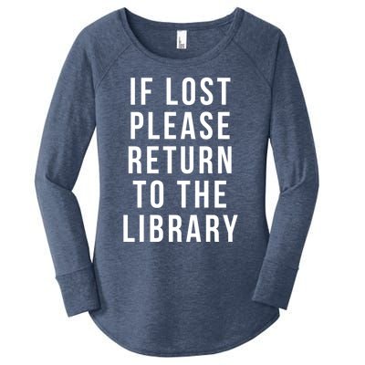 If Lost Please Return To The Library Funny Librarian Gift Women's Perfect Tri Tunic Long Sleeve Shirt