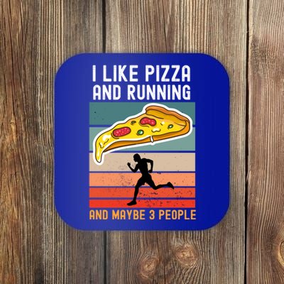 I Like Pizza And Running And Maybe 3 People Vintage Funny Gift Cute Gift Coaster