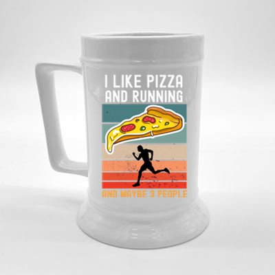 I Like Pizza And Running And Maybe 3 People Vintage Funny Gift Cute Gift Beer Stein