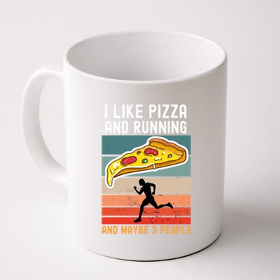 I Like Pizza And Running And Maybe 3 People Vintage Funny Gift Cute Gift Coffee Mug