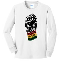 Inspirational Leaders Power Fist Hand Black History Month Kids Long Sleeve Shirt