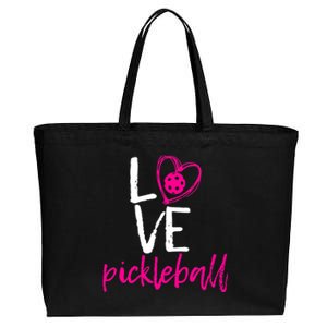 I Love Pickleball Cotton Canvas Jumbo Tote