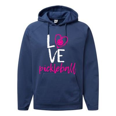 I Love Pickleball Performance Fleece Hoodie