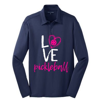 I Love Pickleball Silk Touch Performance Long Sleeve Polo