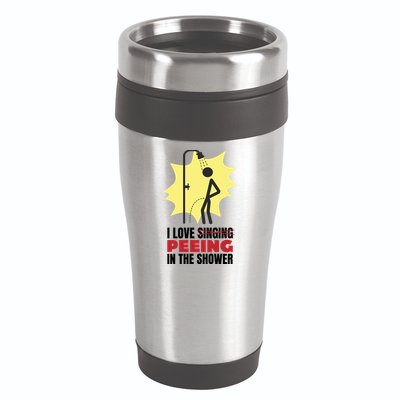 I Love Peeing In The Shower Funny Singing 16oz Travel Tumbler