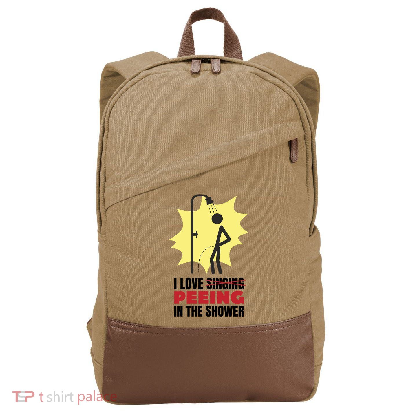 I Love Peeing In The Shower Funny Singing Cotton Canvas Backpack