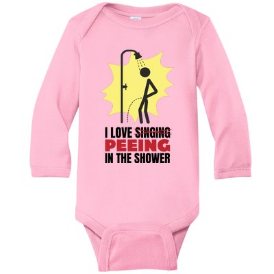 I Love Peeing In The Shower Funny Singing Baby Long Sleeve Bodysuit