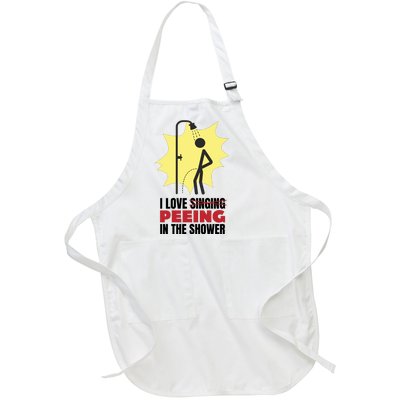 I Love Peeing In The Shower Funny Singing Full-Length Apron With Pockets