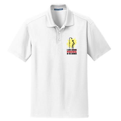 I Love Peeing In The Shower Funny Singing Dry Zone Grid Polo