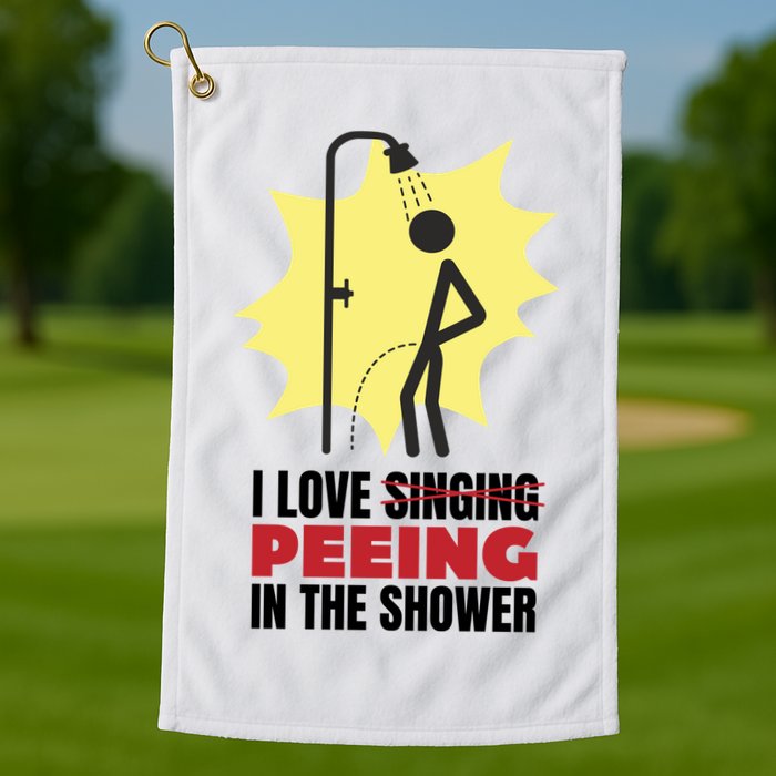 I Love Peeing In The Shower Funny Singing Golf Towel