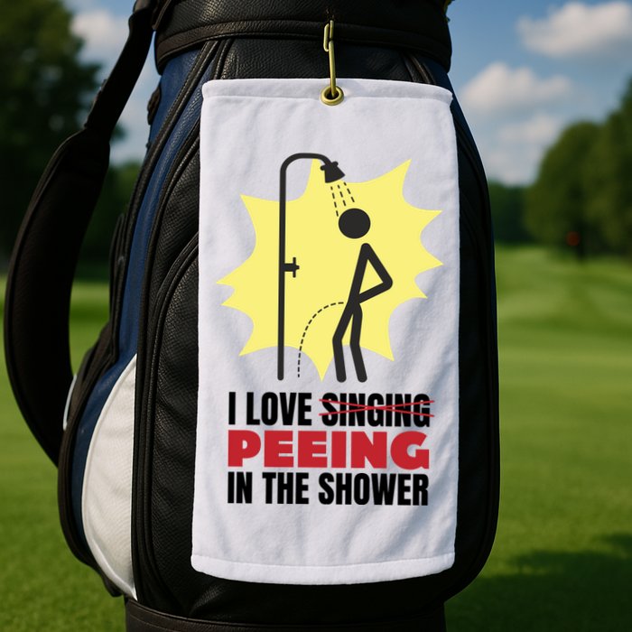 I Love Peeing In The Shower Funny Singing Golf Towel