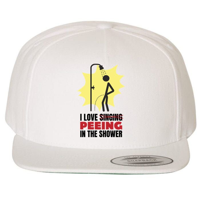 I Love Peeing In The Shower Funny Singing Wool Snapback Cap