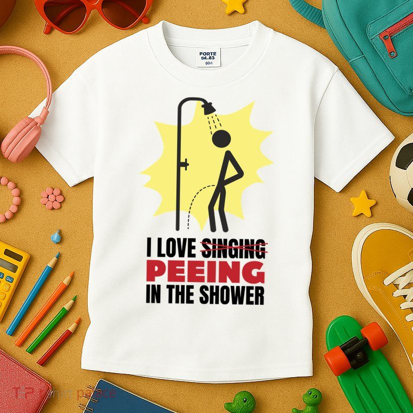 I Love Peeing In The Shower Funny Singing Kids T-Shirt