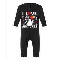 I Love Pickleball & Cats White Cat Fitness Workout Gift TShirt Infant Fleece One Piece