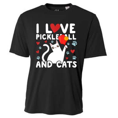 I Love Pickleball & Cats White Cat Fitness Workout Gift TShirt Cooling Performance Crew T-Shirt