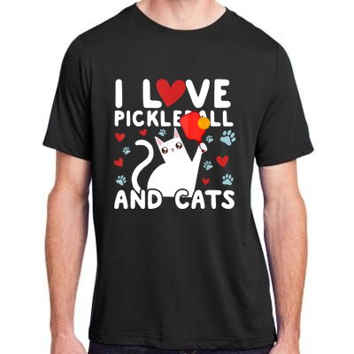 I Love Pickleball & Cats White Cat Fitness Workout Gift TShirt Adult ChromaSoft Performance T-Shirt