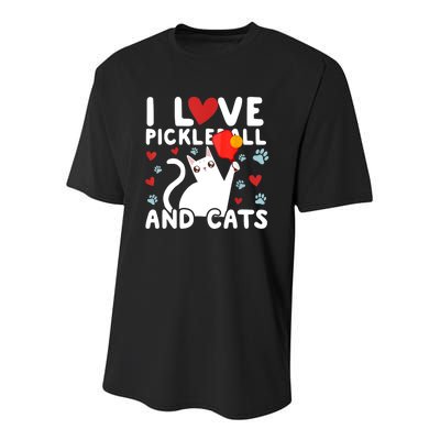 I Love Pickleball & Cats White Cat Fitness Workout Gift TShirt Youth Performance Sprint T-Shirt