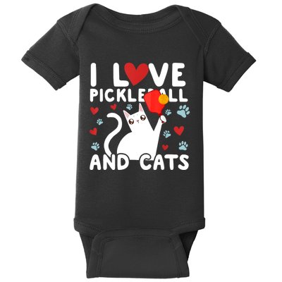 I Love Pickleball & Cats White Cat Fitness Workout Gift TShirt Baby Bodysuit