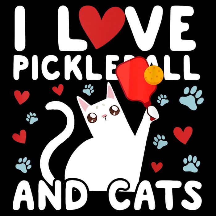 I Love Pickleball & Cats White Cat Fitness Workout Gift TShirt Women's V-Neck T-Shirt