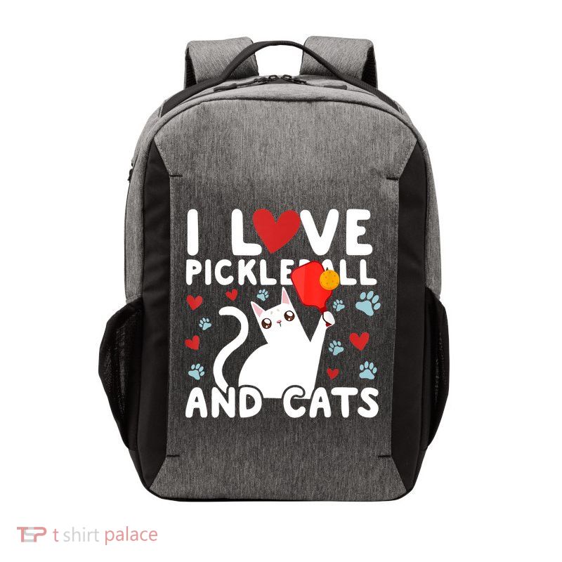I Love Pickleball & Cats White Cat Fitness Workout Gift TShirt Vector Backpack