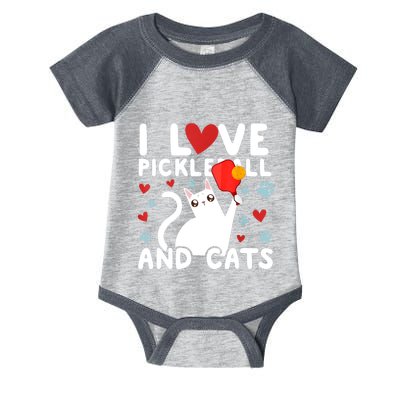 I Love Pickleball & Cats White Cat Fitness Workout Gift TShirt Infant Baby Jersey Bodysuit